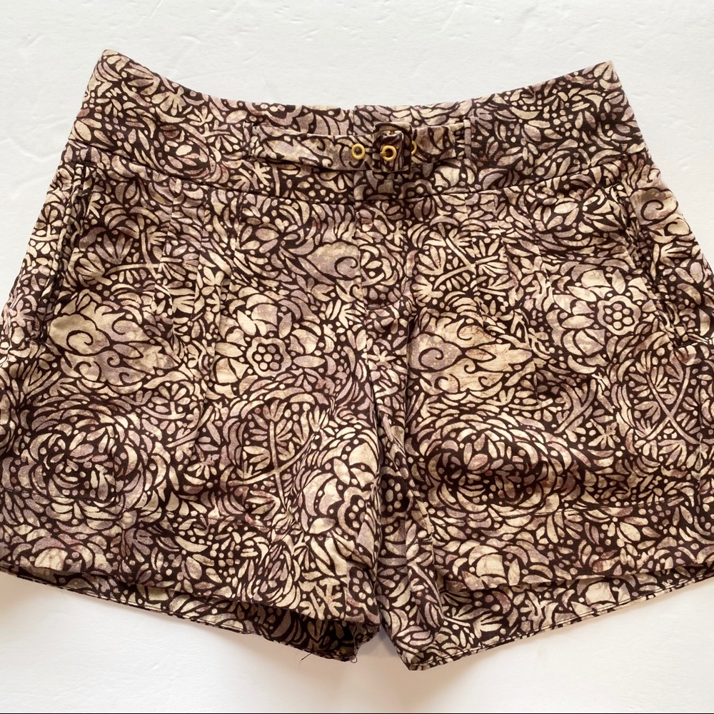 Anthro Coquille Doodle Geo Print Linen Shorts